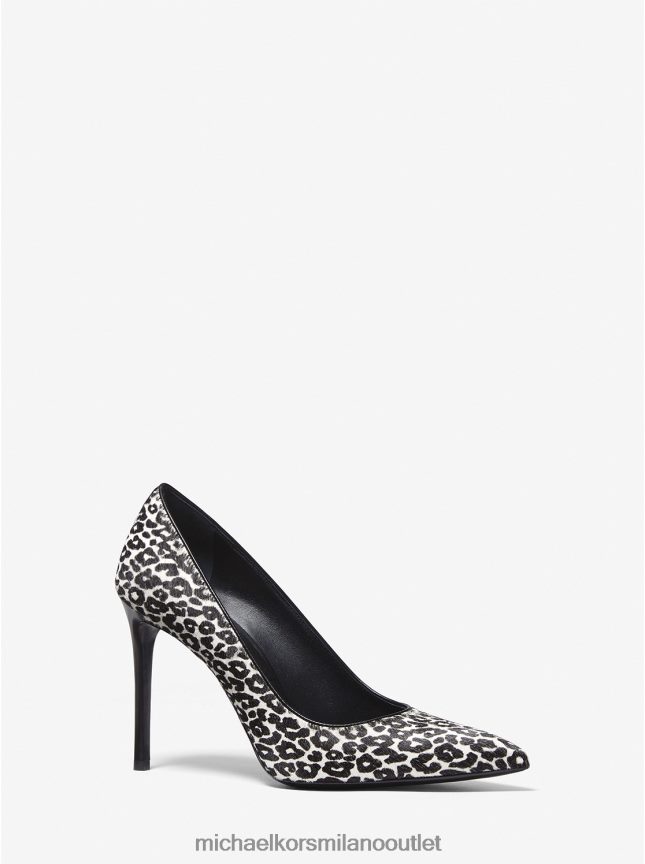 Michael Kors collezione gretel décolleté in pelo di vitello con stampa leopardata donne nero bianco P06L0L2322 scarpe