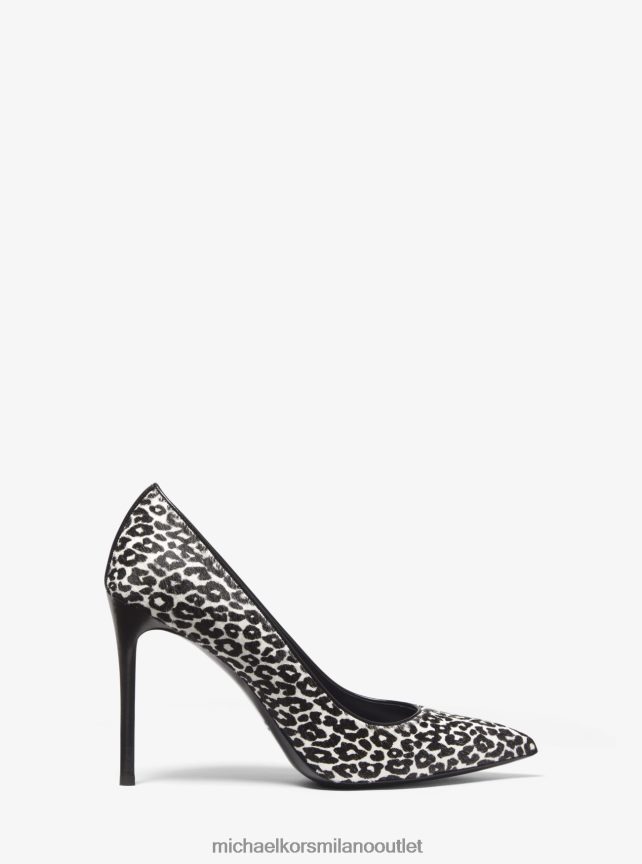 Michael Kors collezione gretel décolleté in pelo di vitello con stampa leopardata donne nero bianco P06L0L2322 scarpe