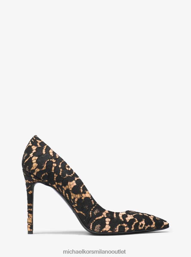 Michael Kors décolleté della collezione gretel in pizzo floreale e camoscio donne nero/abbronzatura P06L0L2326 scarpe