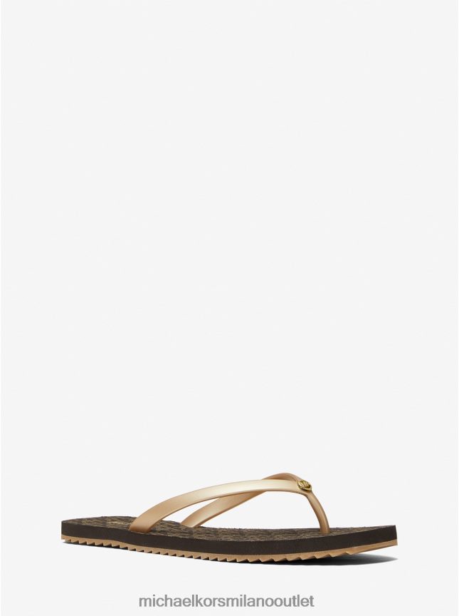 Michael Kors Infradito con logo Jinx donne marrone/oro pallido P06L0L1869 scarpe