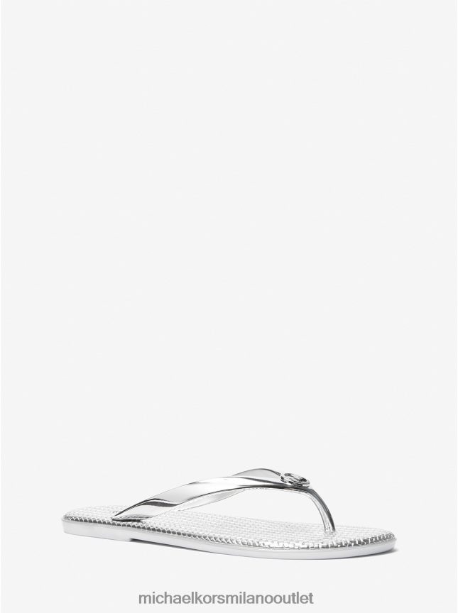 Michael Kors Infradito jet set in pvc metallizzato donne argento P06L0L2006 scarpe
