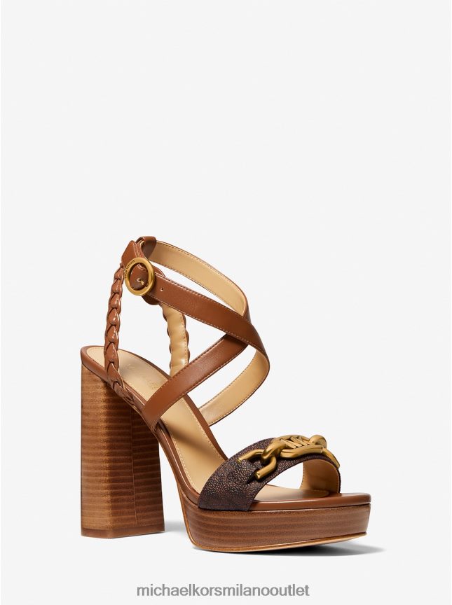 Michael Kors Kailey logo impreziosito e sandalo con plateau in pelle donne marrone P06L0L2049 scarpe