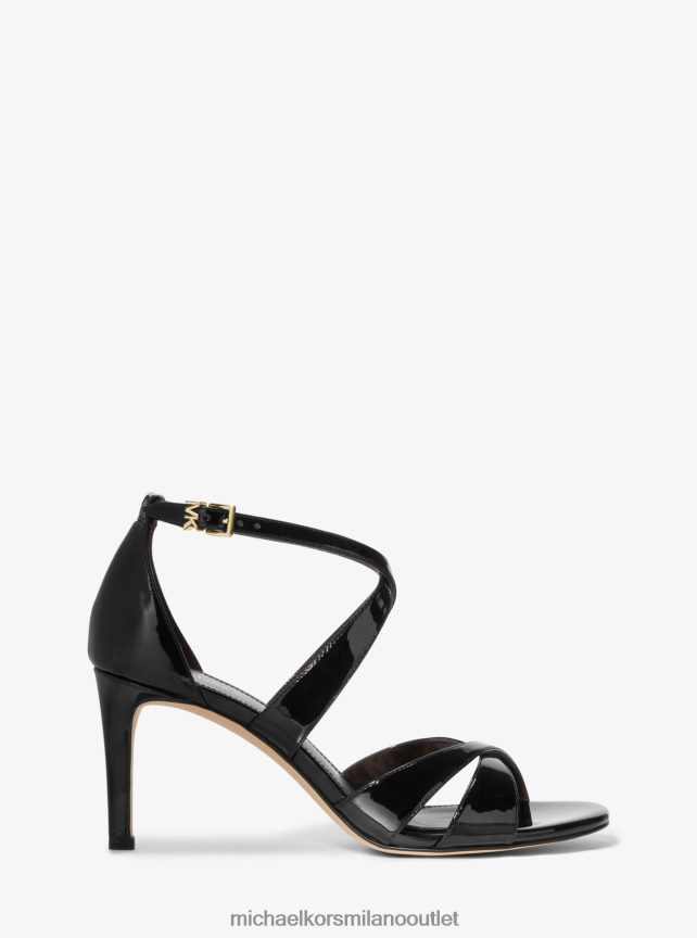 Michael Kors Sandalo Kinsley in finta pelle verniciata donne nero P06L0L1992 scarpe