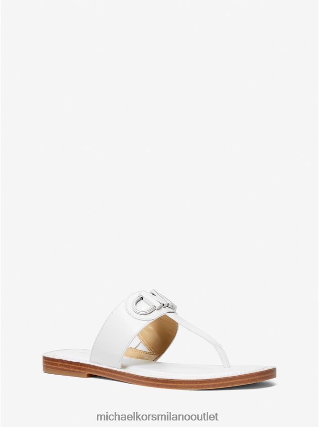 Michael Kors Sandalo Parker in pelle con cinturino a T donne bianco ottico P06L0L1898 scarpe