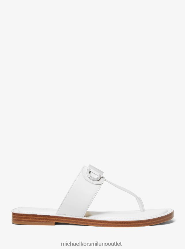 Michael Kors Sandalo Parker in pelle con cinturino a T donne bianco ottico P06L0L1898 scarpe