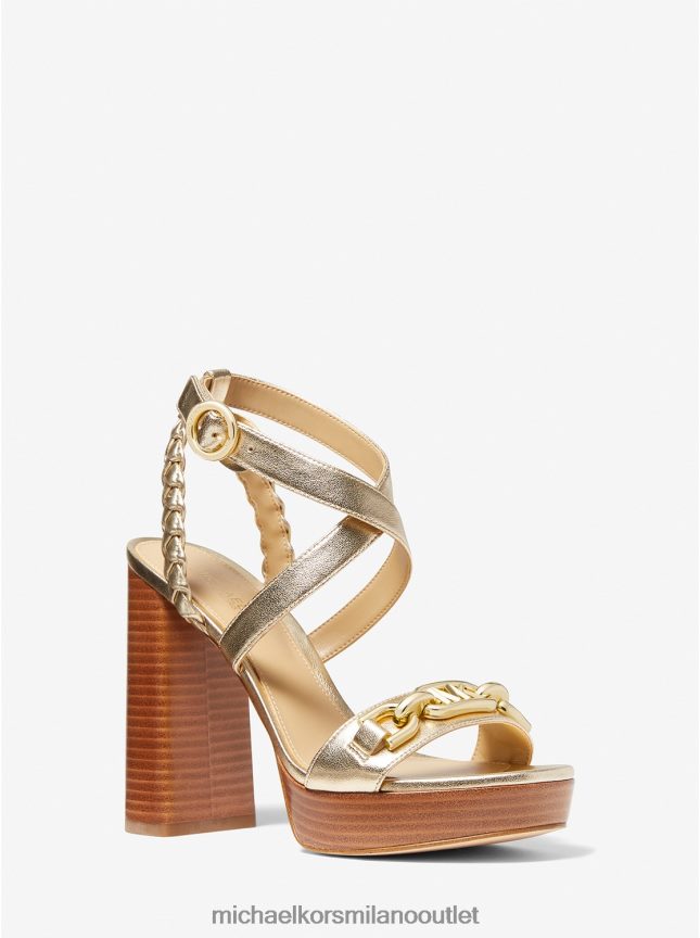 Michael Kors Sandalo con plateau in ecopelle metallizzata decorata Kailey donne oro pallido P06L0L2037 scarpe