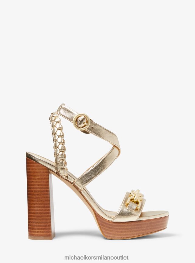 Michael Kors Sandalo con plateau in ecopelle metallizzata decorata Kailey donne oro pallido P06L0L2037 scarpe
