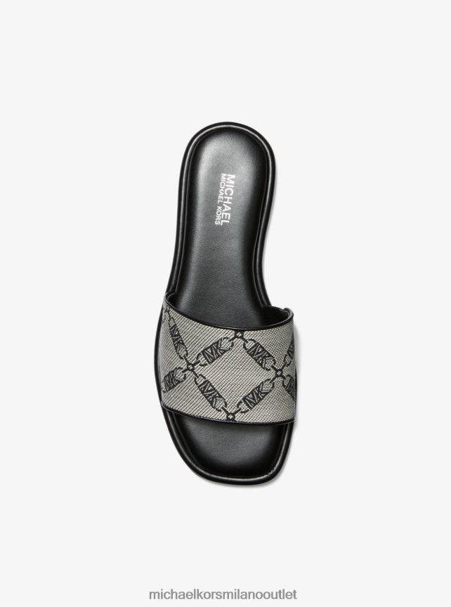 Michael Kors Sandalo slide in jacquard con logo Hayworth Empire donne naturale/nero P06L0L1991 scarpe