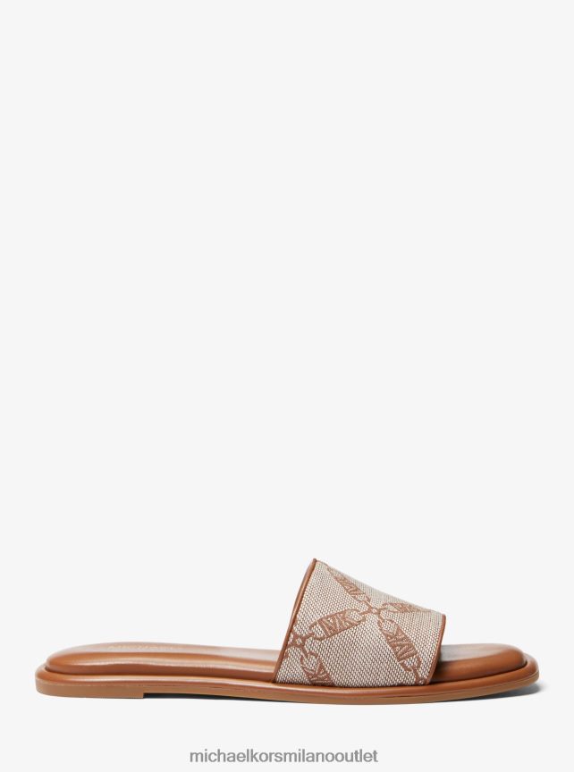 Michael Kors Sandalo slide in jacquard con logo Hayworth Empire donne naturali/bagagli P06L0L1990 scarpe