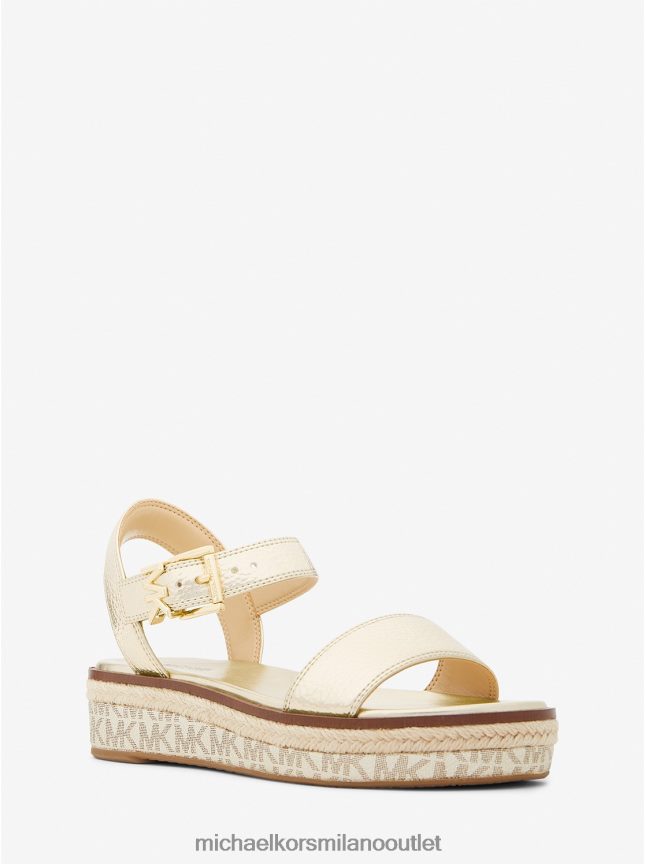 Michael Kors espadrillas richie con plateau in ecopelle metallizzata e logo donne oro pallido P06L0L1875 scarpe