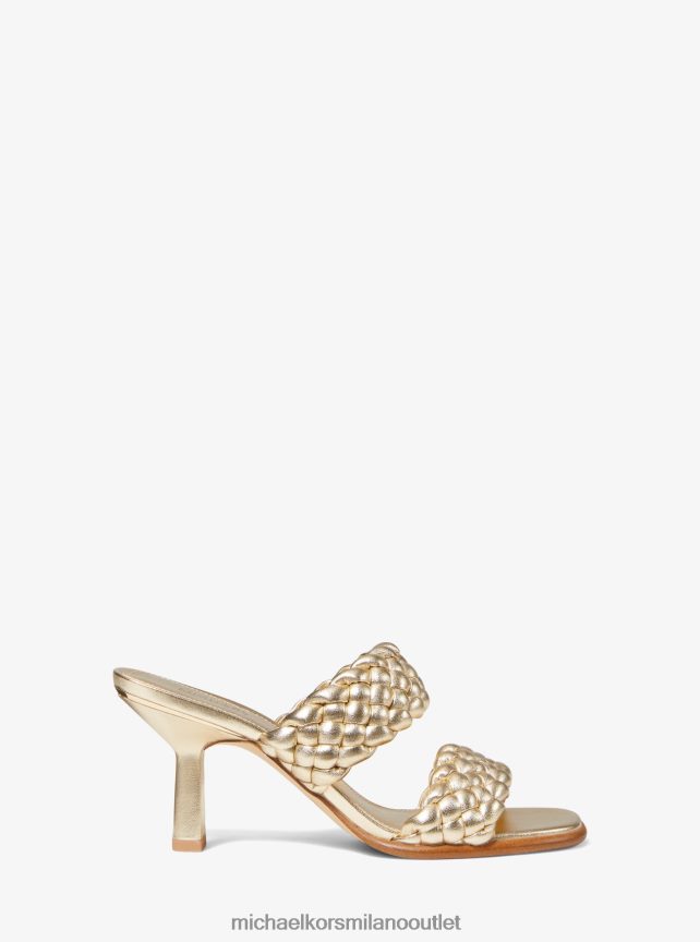 Michael Kors sabot Amelia in ecopelle intrecciata metallizzata donne oro pallido P06L0L2072 scarpe