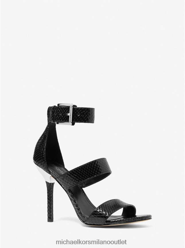 Michael Kors sandalo Amal in pelle goffrata serpente donne nero P06L0L2038 scarpe