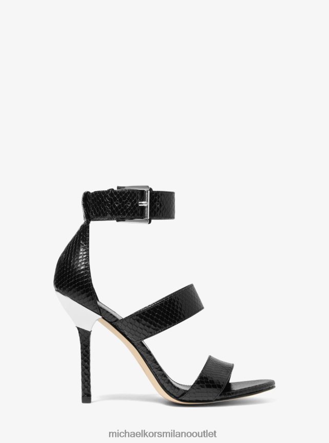 Michael Kors sandalo Amal in pelle goffrata serpente donne nero P06L0L2038 scarpe