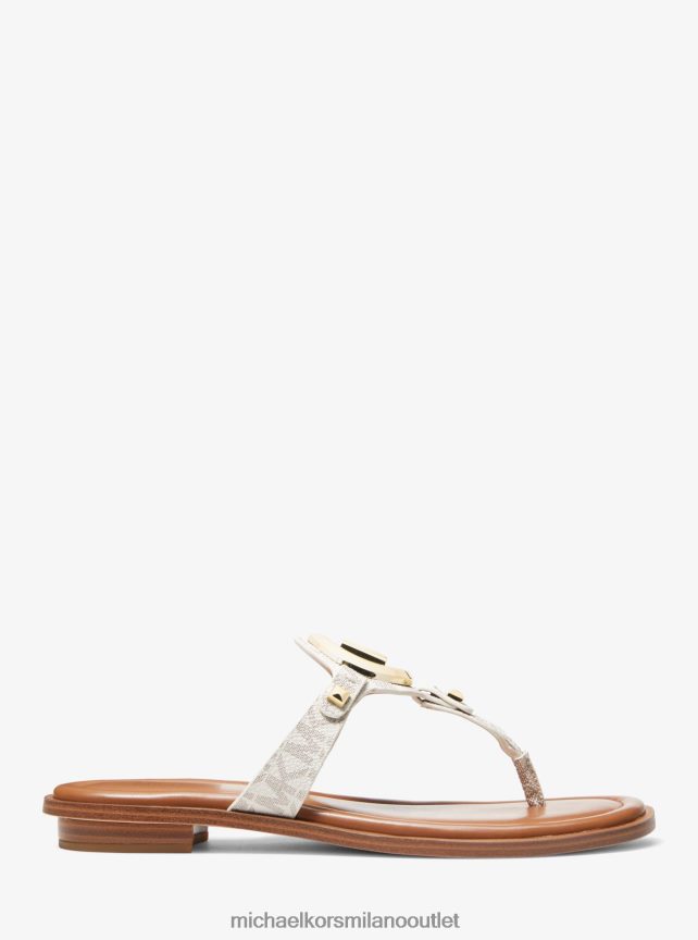 Michael Kors sandalo Aubrey con cinturino a T e logo donne vaniglia P06L0L2000 scarpe