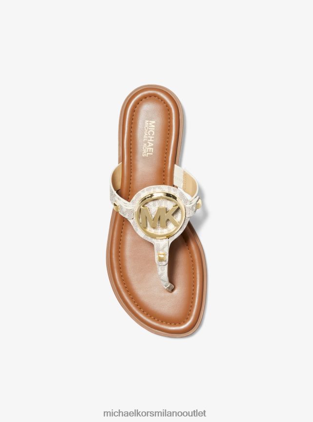 Michael Kors sandalo Aubrey con cinturino a T e logo donne vaniglia P06L0L2000 scarpe