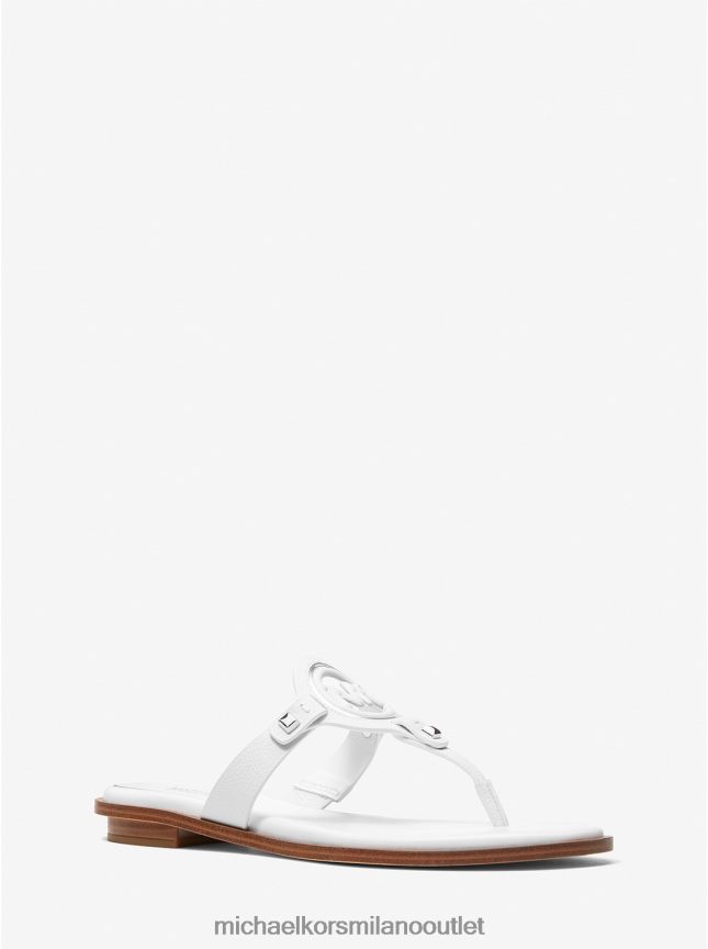 Michael Kors sandalo Aubrey con cinturino a T in pelle ritagliata donne bianco ottico P06L0L2016 scarpe