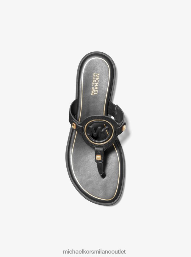 Michael Kors sandalo Aubrey con cinturino a T in pelle ritagliata donne nero P06L0L2017 scarpe