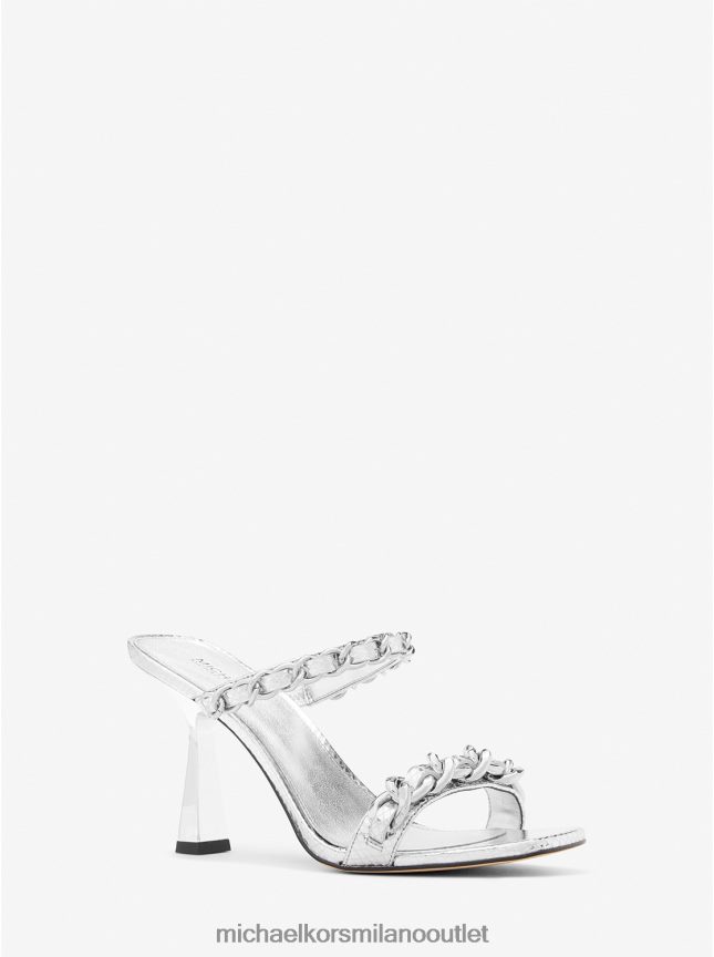 Michael Kors sandalo Clara in pelle con stampa serpente metallizzata decorata donne argento P06L0L1961 scarpe