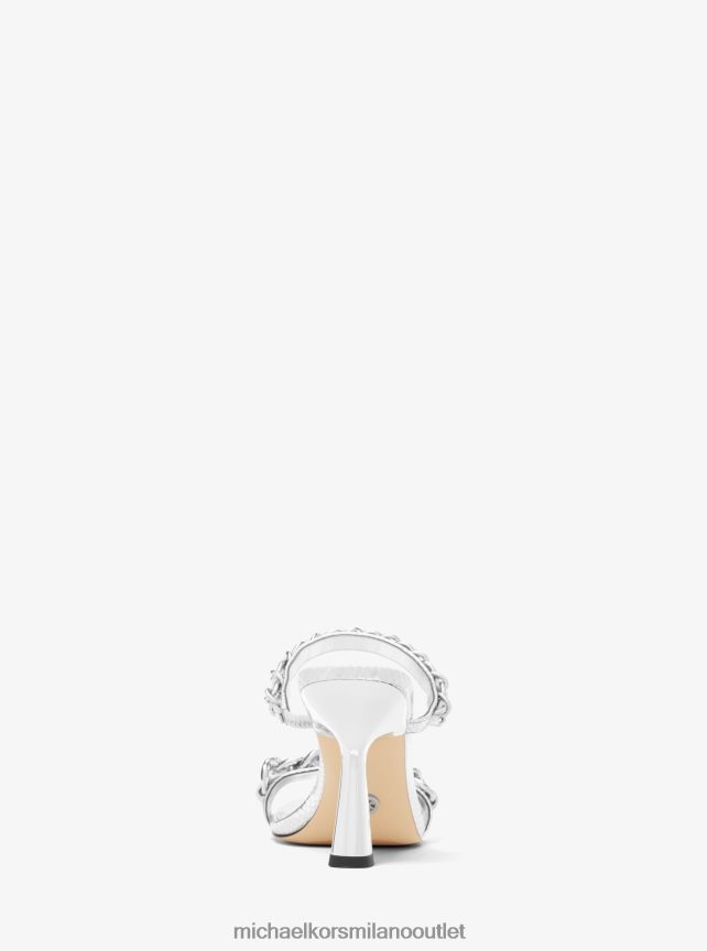 Michael Kors sandalo Clara in pelle con stampa serpente metallizzata decorata donne argento P06L0L1961 scarpe