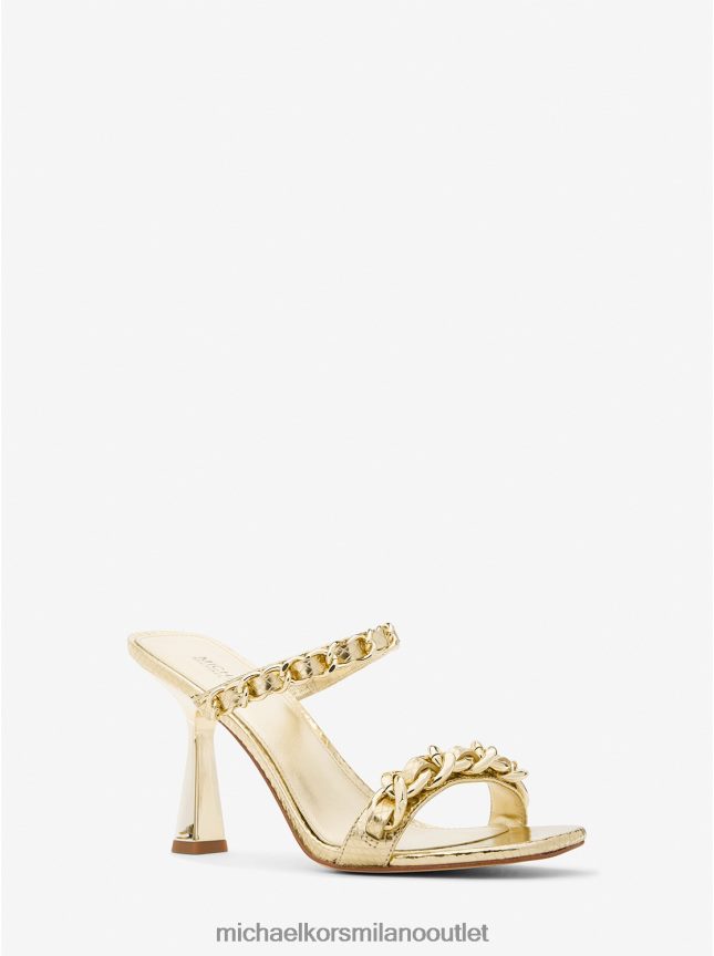 Michael Kors sandalo Clara in pelle con stampa serpente metallizzata decorata donne oro pallido P06L0L1959 scarpe
