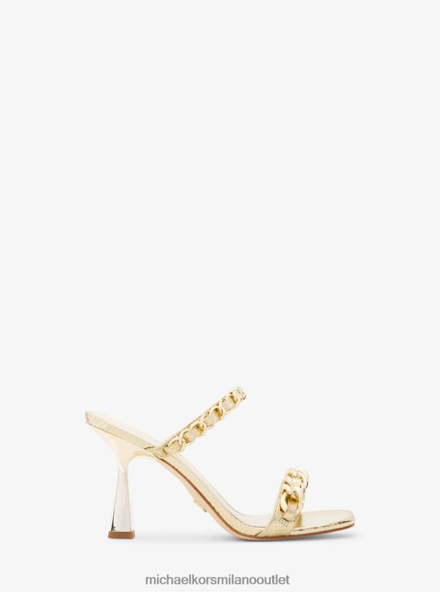 Michael Kors sandalo Clara in pelle con stampa serpente metallizzata decorata donne oro pallido P06L0L1959 scarpe