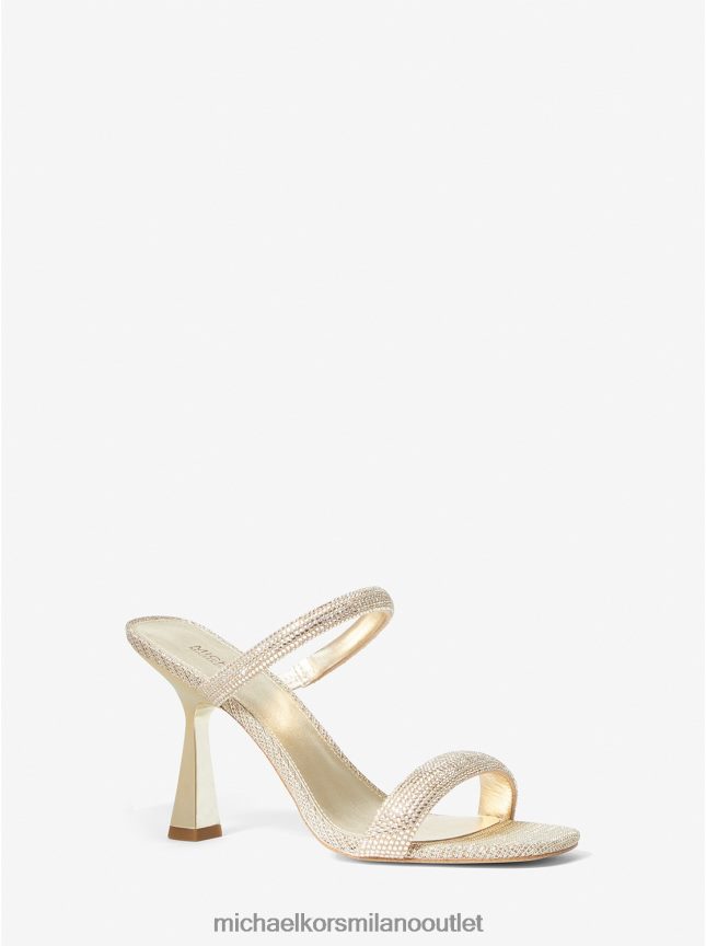 Michael Kors sandalo Clara in rete con catena e glitter metallici impreziositi donne oro pallido P06L0L2021 scarpe