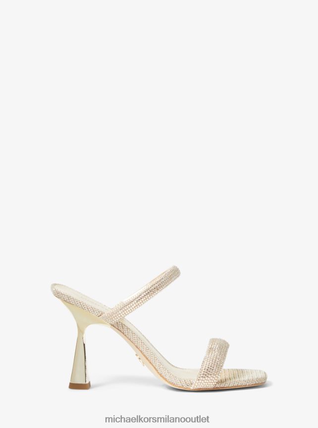 Michael Kors sandalo Clara in rete con catena e glitter metallici impreziositi donne oro pallido P06L0L2021 scarpe