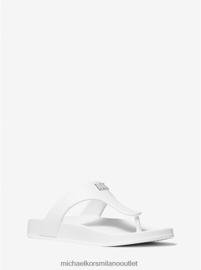 Michael Kors sandalo Linsey con cinturino a T in gomma con logo donne bianco ottico P06L0L2054 scarpe