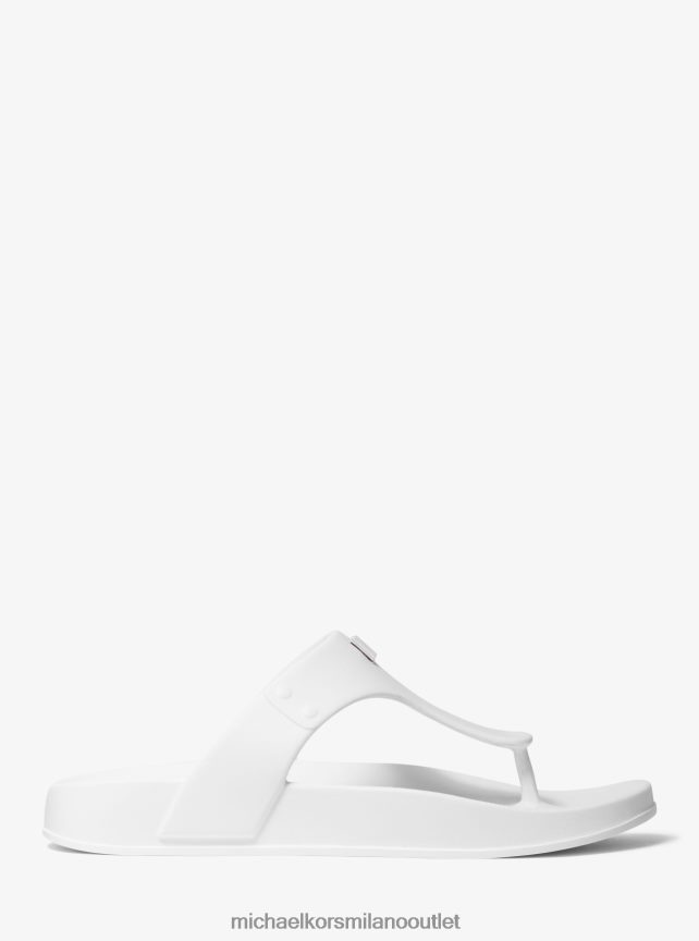 Michael Kors sandalo Linsey con cinturino a T in gomma con logo donne bianco ottico P06L0L2054 scarpe