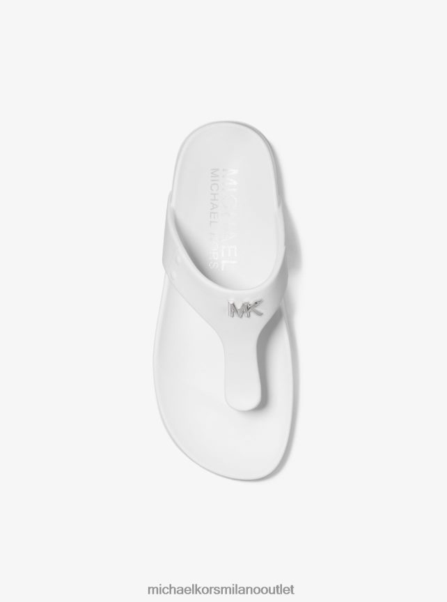 Michael Kors sandalo Linsey con cinturino a T in gomma con logo donne bianco ottico P06L0L2054 scarpe