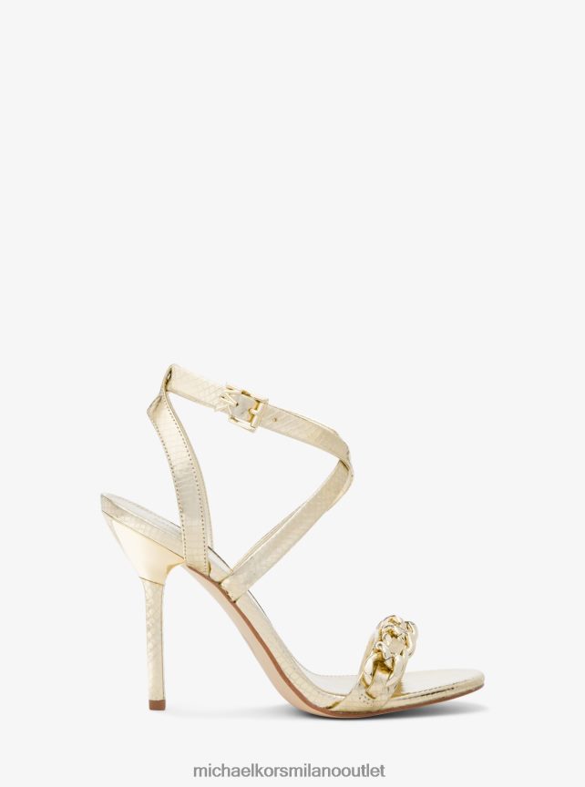 Michael Kors sandalo asha in pelle con stampa serpente impreziosita donne oro pallido P06L0L1942 scarpe