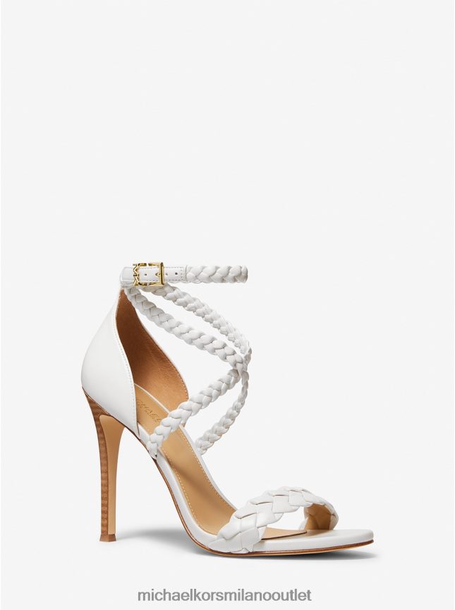Michael Kors sandalo astrid in ecopelle intrecciata donne bianco ottico P06L0L2044 scarpe