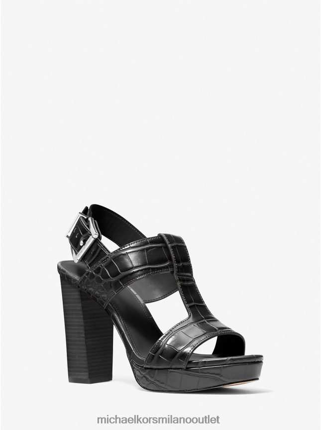 Michael Kors sandalo becker con plateau in ecopelle goffrata coccodrillo donne nero P06L0L1931 scarpe