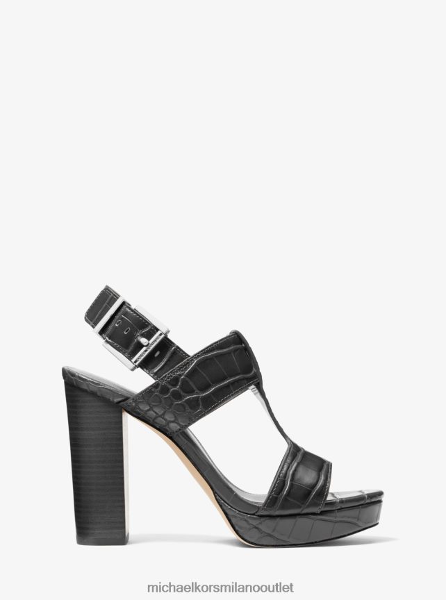 Michael Kors sandalo becker con plateau in ecopelle goffrata coccodrillo donne nero P06L0L1931 scarpe