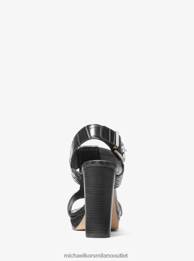 Michael Kors sandalo becker con plateau in ecopelle goffrata coccodrillo donne nero P06L0L1931 scarpe