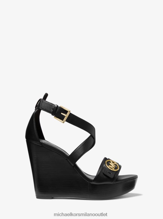 Michael Kors sandalo carmen con zeppa in ecopelle donne nero P06L0L1978 scarpe