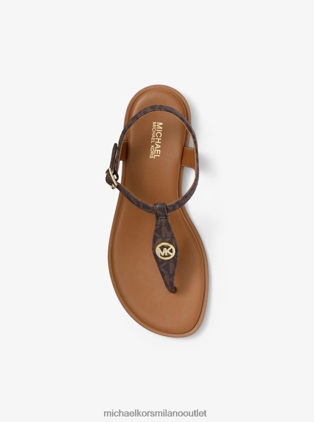 Michael Kors sandalo con cinturino a T con logo Mallory donne marrone P06L0L1904 scarpe