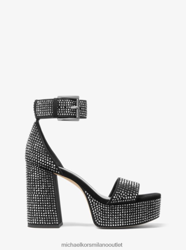Michael Kors sandalo con plateau in finta pelle scamosciata decorata con cristalli Tara donne nero P06L0L2025 scarpe