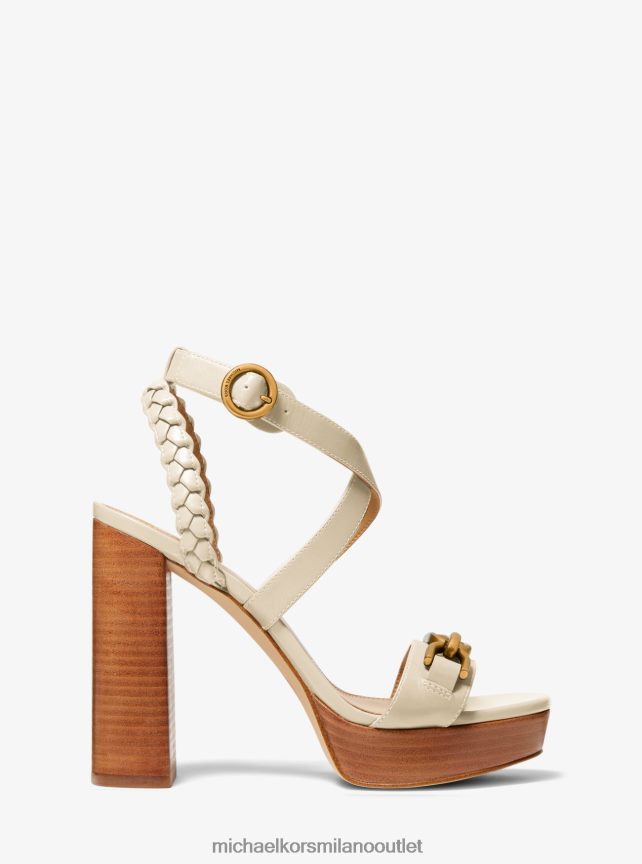 Michael Kors sandalo con plateau in pelle decorata Kailey donne lt. panna P06L0L2048 scarpe