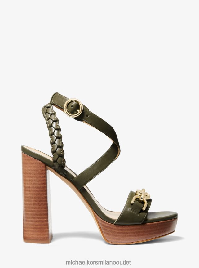 Michael Kors sandalo con plateau in pelle decorata Kailey donne oliva P06L0L2027 scarpe