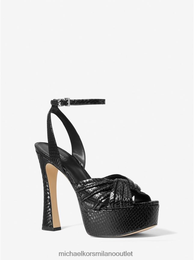 Michael Kors sandalo con plateau in pelle goffrata Selena Snake donne nero P06L0L1979 scarpe