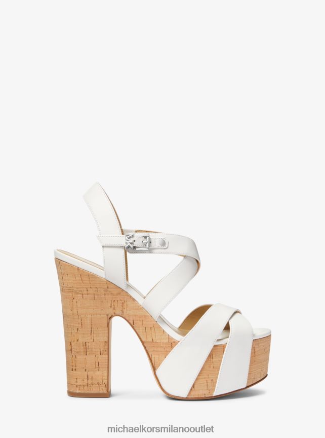 Michael Kors sandalo con plateau in pelle suki donne bianco ottico P06L0L1914 scarpe