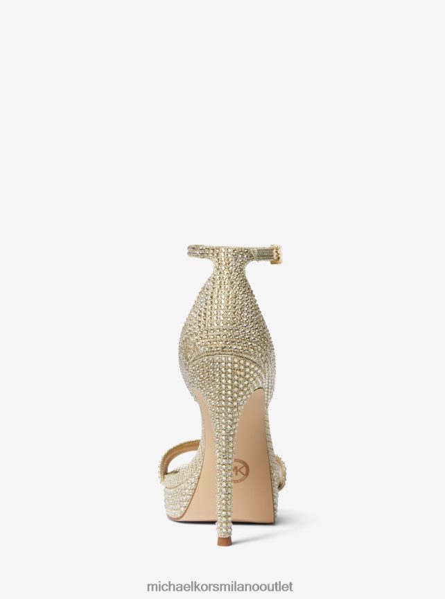 Michael Kors sandalo con plateau in rete con catena glitter decorata Jordyn donne oro pallido P06L0L1892 scarpe