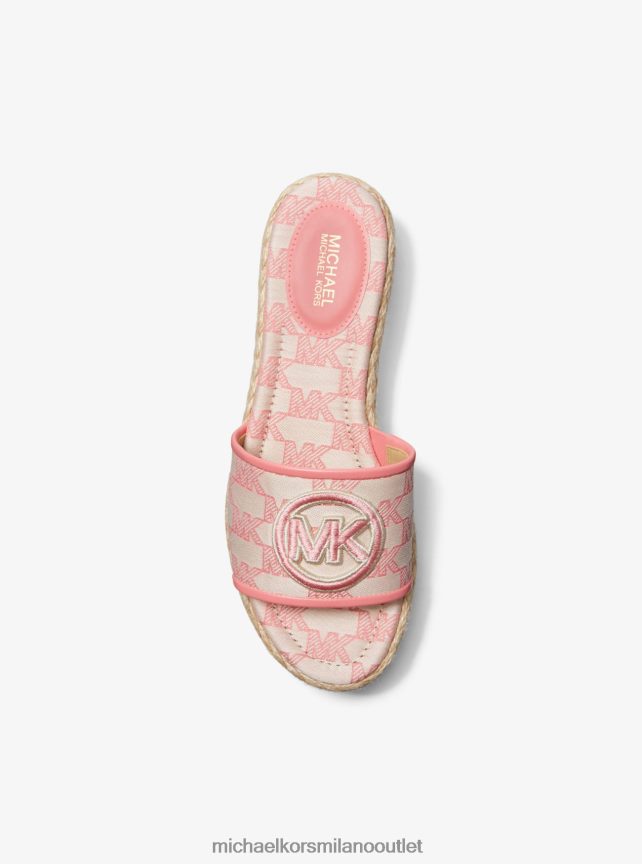 Michael Kors sandalo con zeppa in jacquard e iuta con logo Sadler donne rosa tea P06L0L1852 scarpe