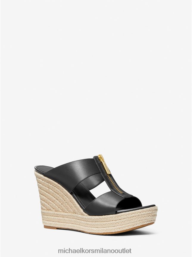 Michael Kors sandalo con zeppa in pelle Bradley donne nero P06L0L1860 scarpe