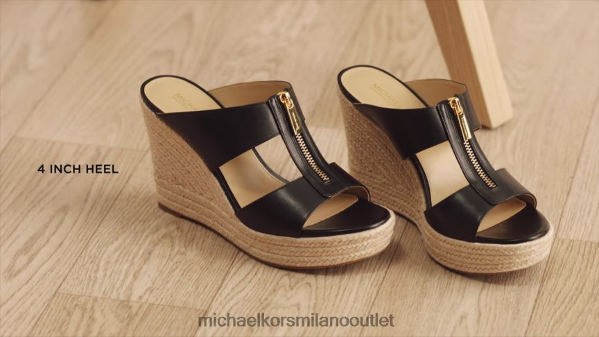 Michael Kors sandalo con zeppa in pelle Bradley donne nero P06L0L1860 scarpe