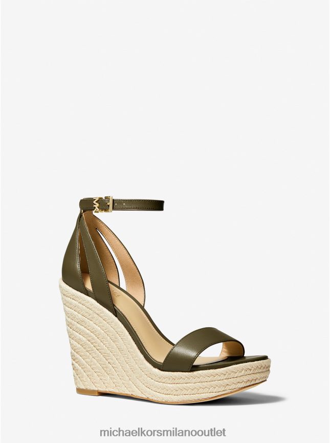 Michael Kors sandalo con zeppa in pelle Kimberly donne oliva P06L0L1910 scarpe