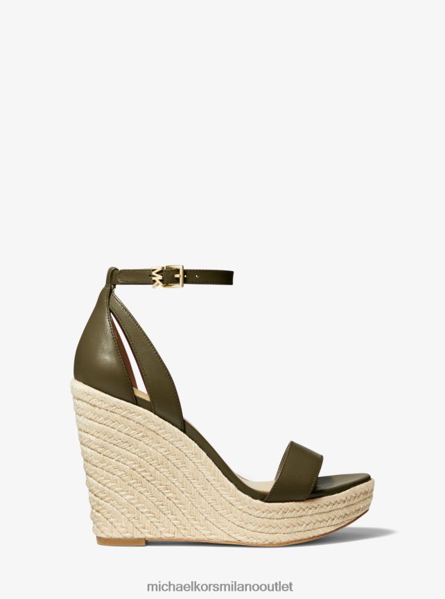 Michael Kors sandalo con zeppa in pelle Kimberly donne oliva P06L0L1910 scarpe