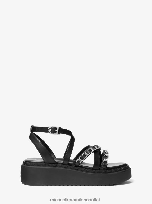 Michael Kors sandalo flatform in pelle decorata Issa donne nero P06L0L1949 scarpe