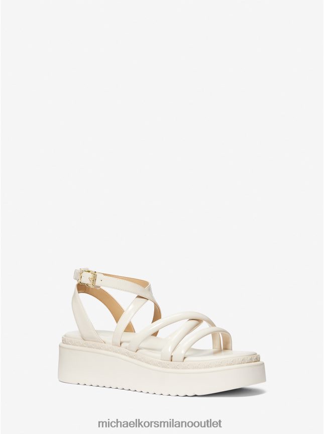 Michael Kors sandalo flatform issa in finta pelle verniciata donne lt. panna P06L0L1952 scarpe